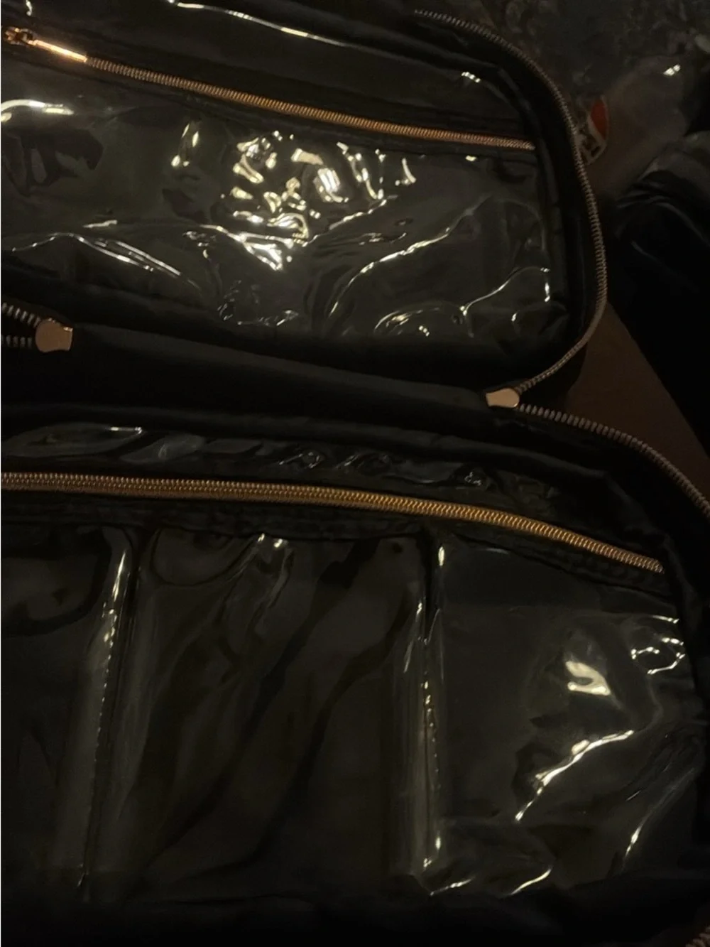 Aimee Kestenberg Black Quilted Cosmetic Case with Gold Plate